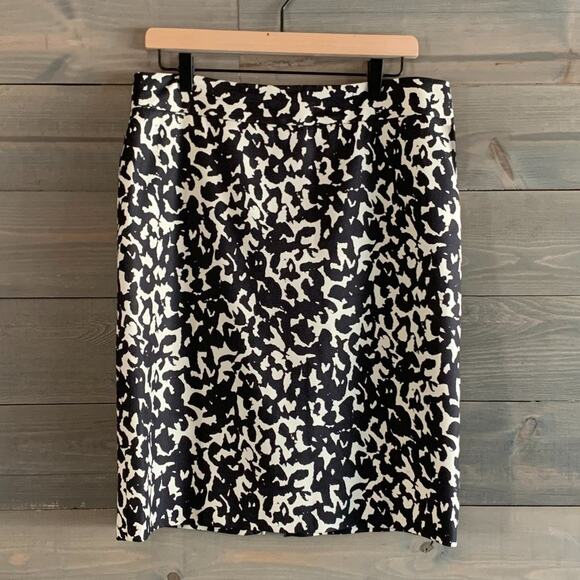 CLASSIQUES ENRIER | Women’s Silk Wool Blend Pencil Skirt Black White Size 12 - Picture 1 of 6